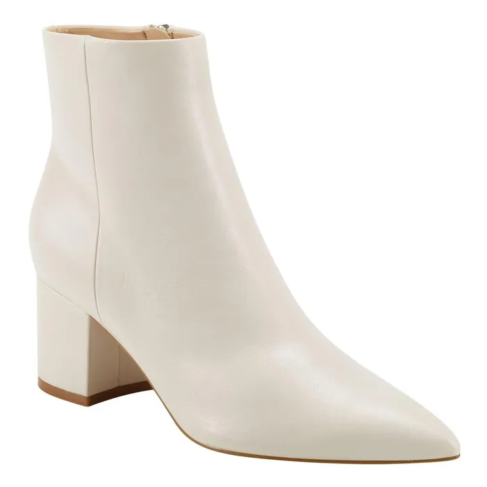 Women Jarli Pointy Ankle Bootie Ivory Leather Marc Fisher Casual Boots