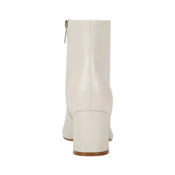 Women Jarli Pointy Ankle Bootie Ivory Leather Marc Fisher Casual Boots