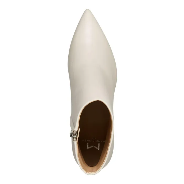 Women Jarli Pointy Ankle Bootie Ivory Leather Marc Fisher Casual Boots