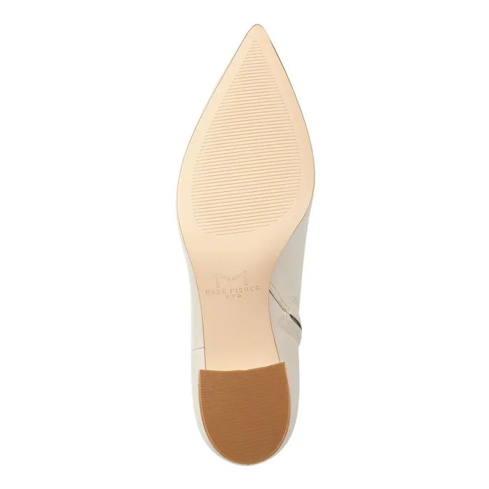 Women Jarli Pointy Ankle Bootie Ivory Leather Marc Fisher Casual Boots
