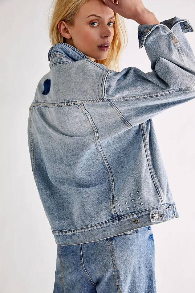 Women Jean Jackets Free People Ksubi Karma Oversized Jacket Light Wash