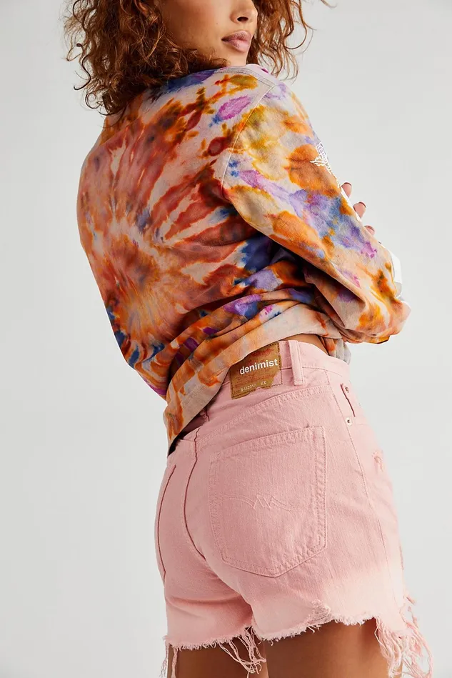 Women Jean Shorts Free People Nic Mid Rise Garment Dyed Shorts Rose
