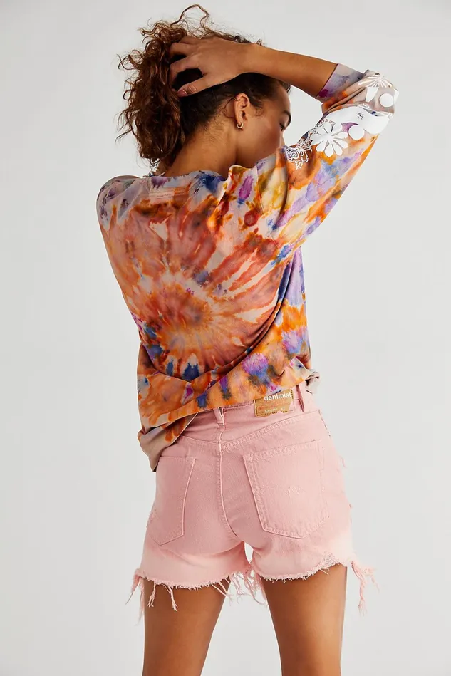 Women Jean Shorts Free People Nic Mid Rise Garment Dyed Shorts Rose