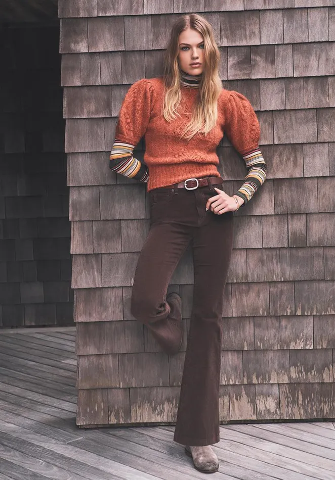 Women Joplin High Rise Flare Corduroy Pants Milk Choco Buffalo David Bitton Pants