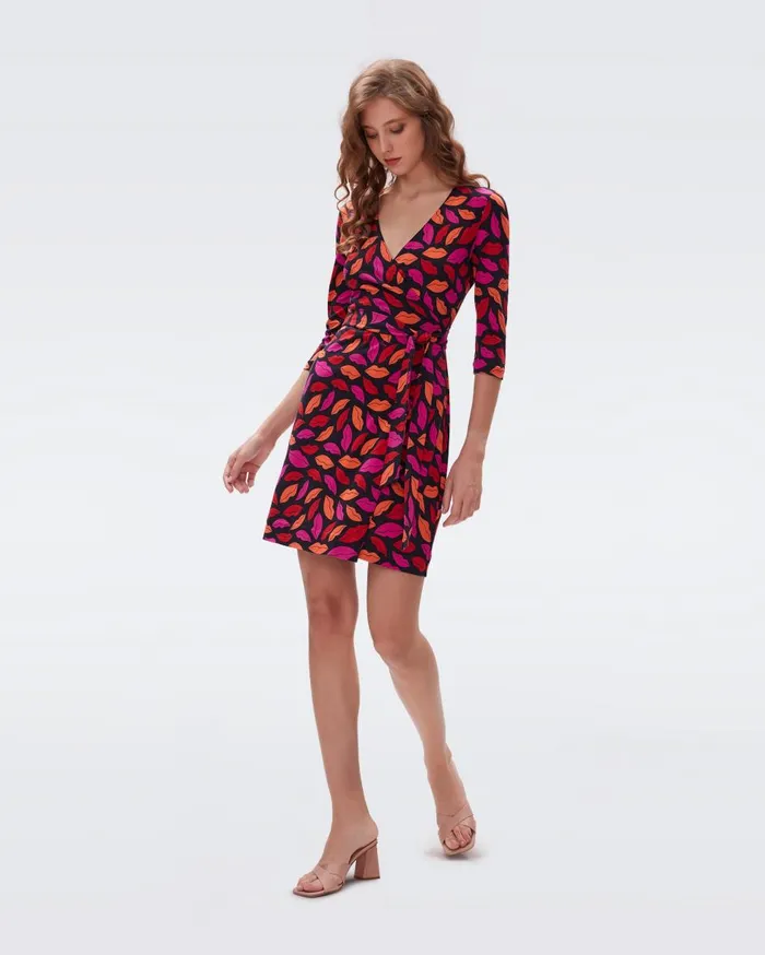 Women Julian Silk Jersey Wrap Dress Midnight Kiss Multi DVF Dresses