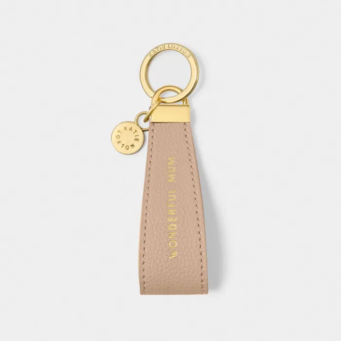 Women Keyrings Katie Loxton Sentiment Loop Keyring 039Wonderful Mum039 In Nude Pink