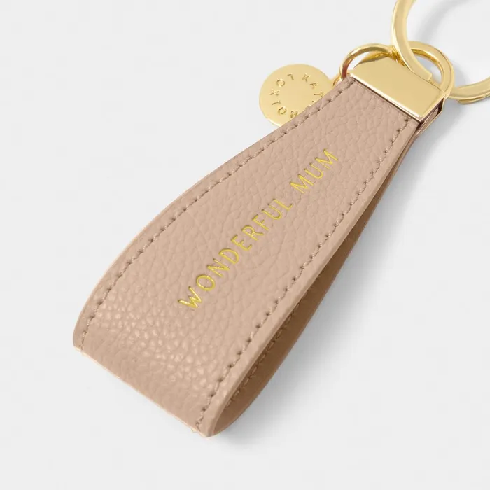 Women Keyrings Katie Loxton Sentiment Loop Keyring 039Wonderful Mum039 In Nude Pink