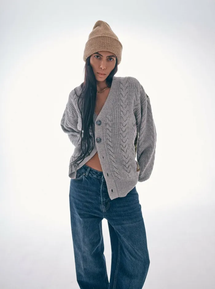 Women Knits MOS MOSH MMHRich Quilt Cardigan 8211 HEYANNO Grey Melange