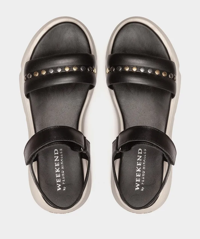 Women Lacedonia Black 8211 Flat Sandals Pedro Miralles