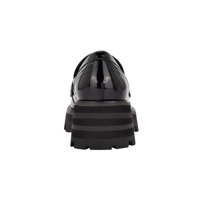 Women Latika Lug Sole Loafer Black Patent Marc Fisher Loafers and Flats