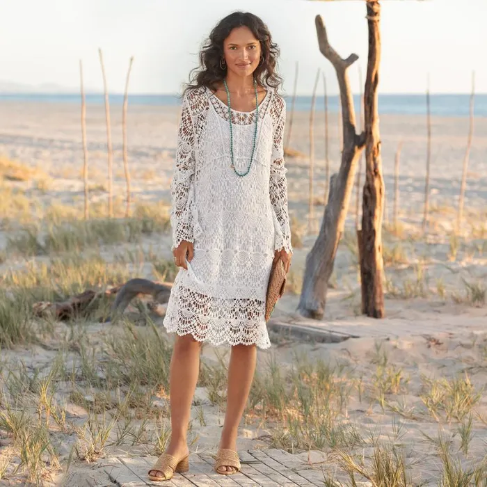 Women Lilith Crochet Dress White Sundance Catalog Dresses and Jumpsuits