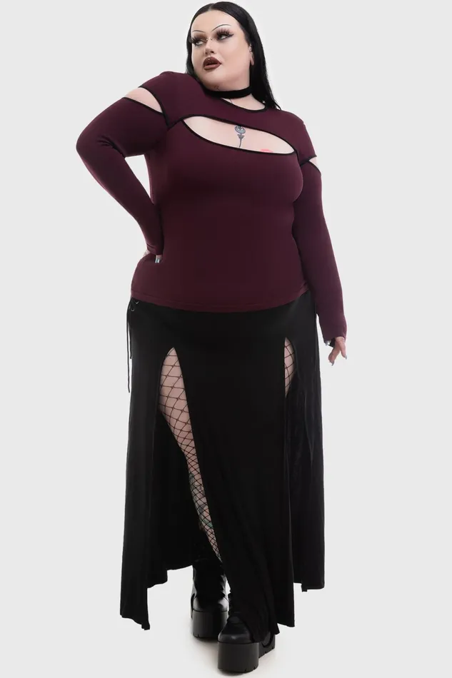 Women Long Sleeves Killstar Abyssal Elegy Knitted Top