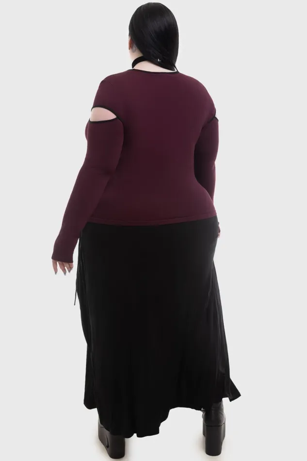 Women Long Sleeves Killstar Abyssal Elegy Knitted Top