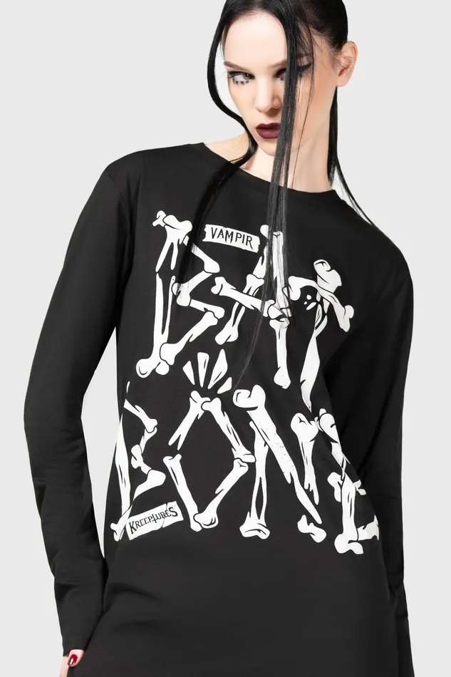 Women Long Sleeves Killstar Batbone Long Sleeve Top