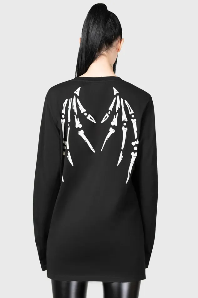 Women Long Sleeves Killstar Batbone Long Sleeve Top