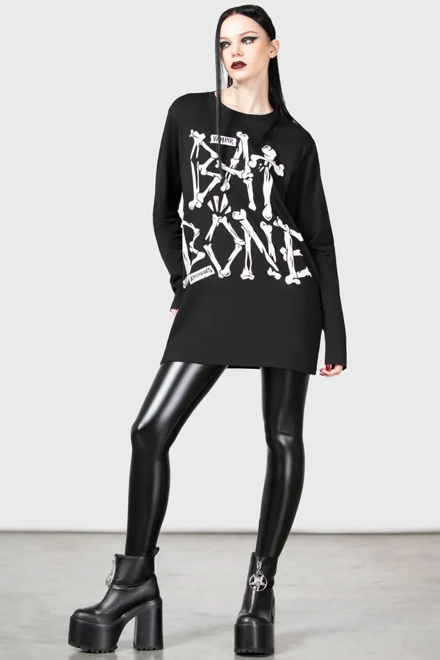 Women Long Sleeves Killstar Batbone Long Sleeve Top