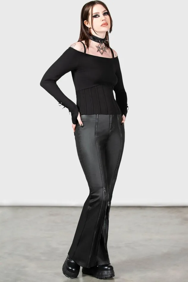 Women Long Sleeves Killstar Desolate Cold Shoulder Top