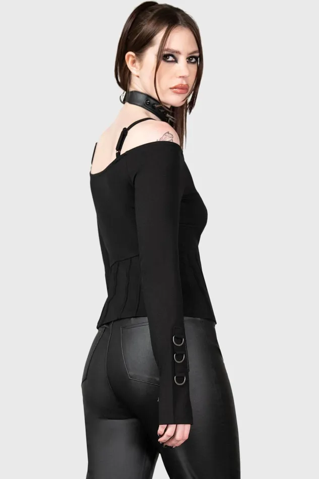 Women Long Sleeves Killstar Desolate Cold Shoulder Top