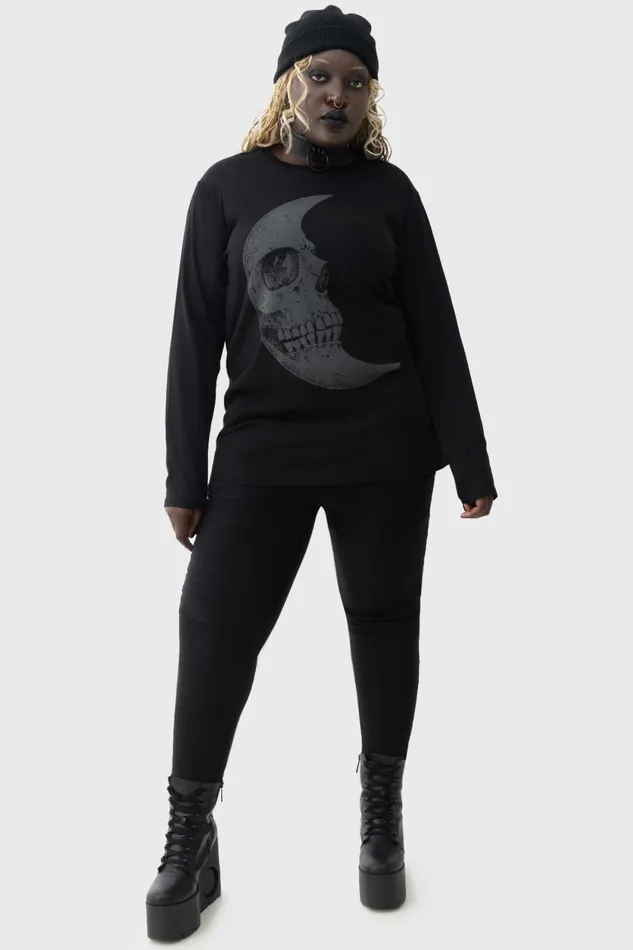 Women Long Sleeves Killstar Lunar Crescent Long Sleeve Top