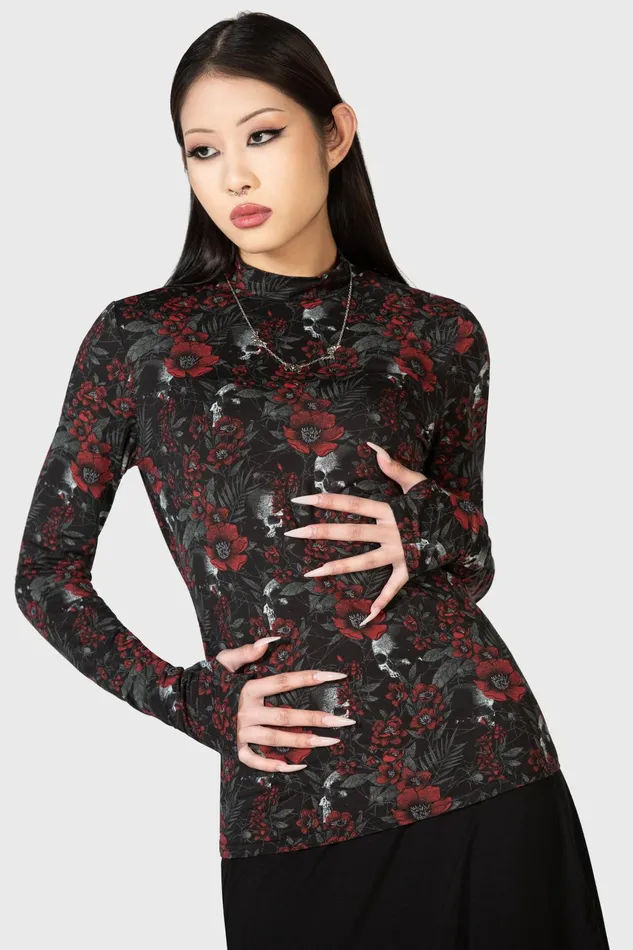 Women Long Sleeves Killstar Pitiful Petals Long Sleeve Top