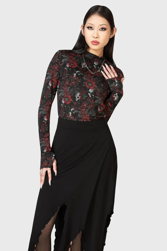Women Long Sleeves Killstar Pitiful Petals Long Sleeve Top