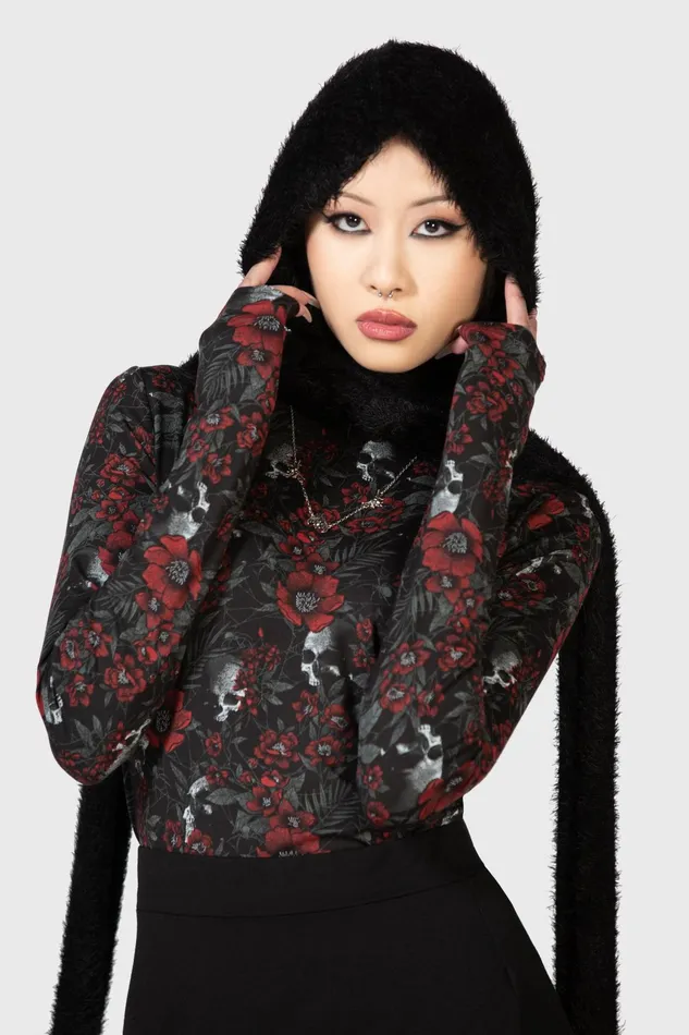 Women Long Sleeves Killstar Pitiful Petals Long Sleeve Top