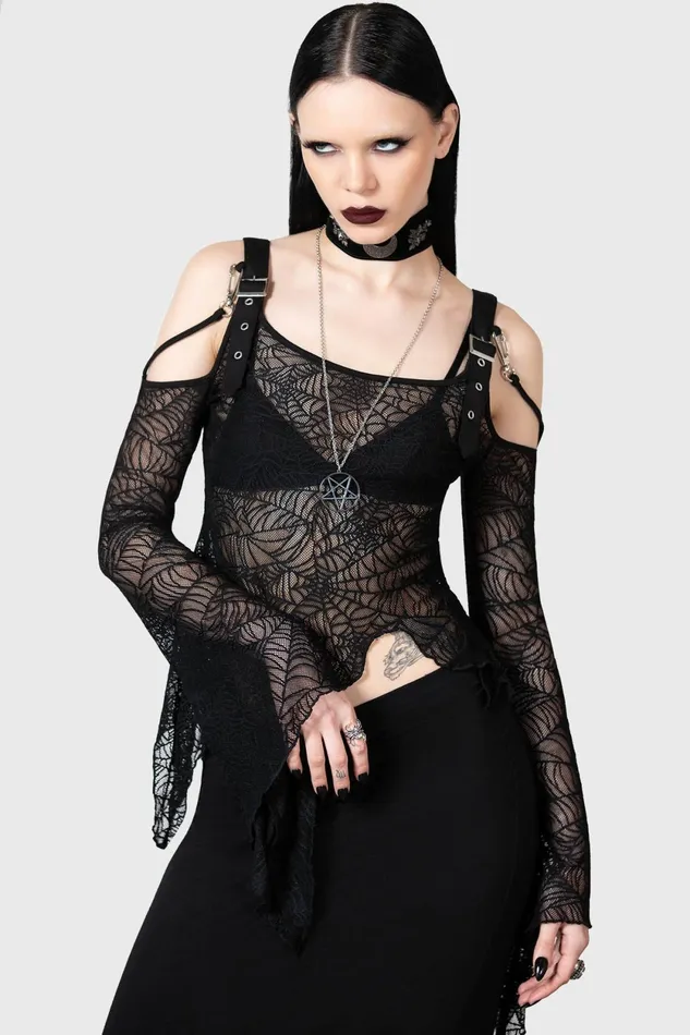 Women Long Sleeves Killstar Webstera Top