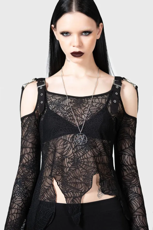 Women Long Sleeves Killstar Webstera Top