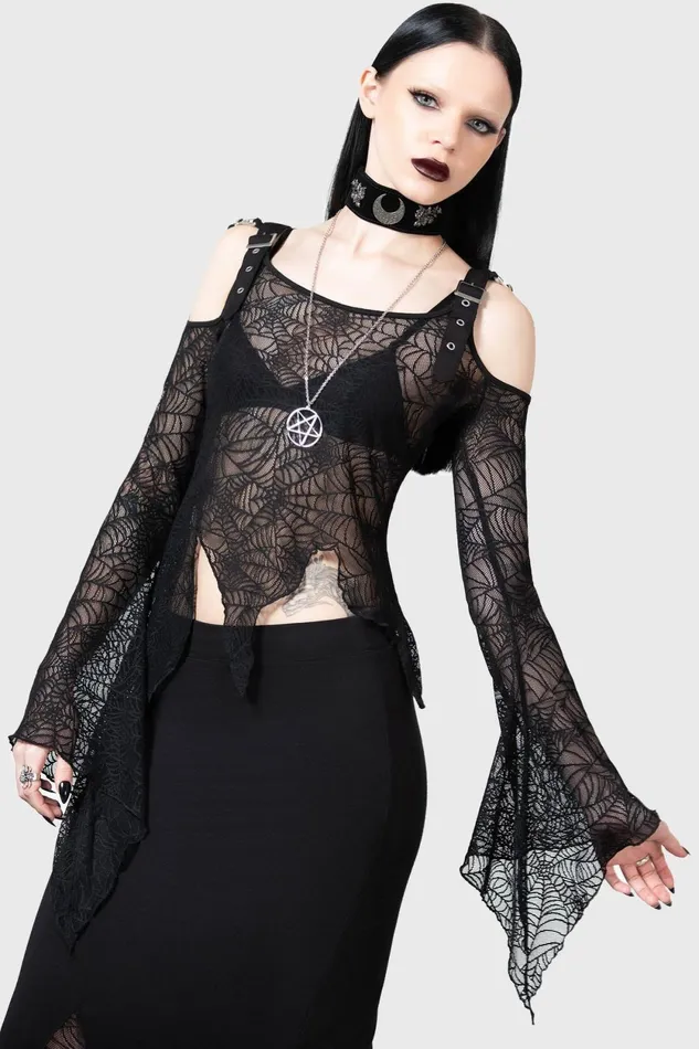 Women Long Sleeves Killstar Webstera Top