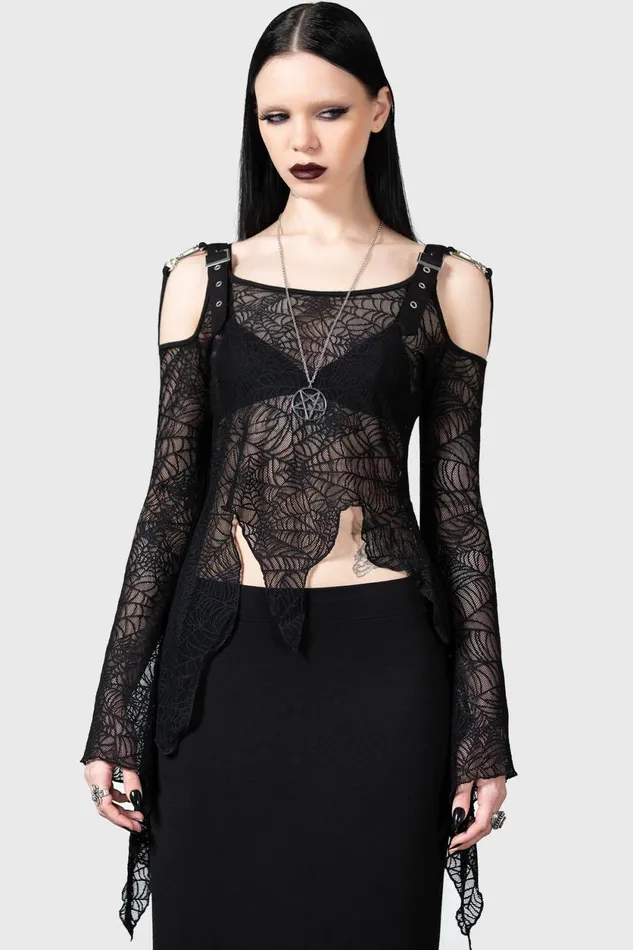 Women Long Sleeves Killstar Webstera Top