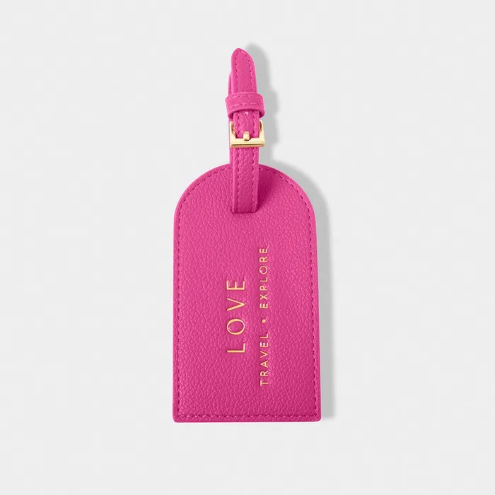 Women Luggage Tags Katie Loxton Love Travel Explore039 Personalised Luggage Tag 8211 Magenta