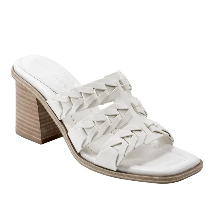 Women Melita Block Heel Sandal Ivory Marc Fisher Mules and Slides