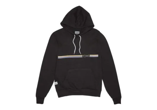 WomenMen Striped TOMS Fleece Hoodie Black TOMS Sweatshirts