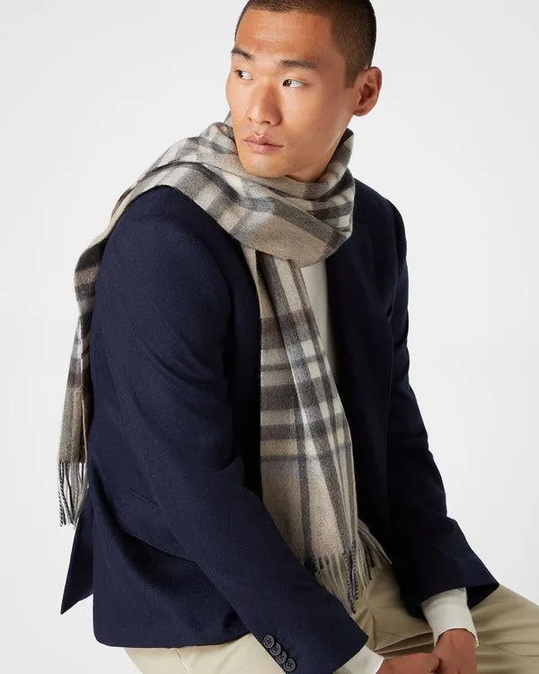 WomenMen Unisex Cashmere Check ScarfIn Cream Check Cream Check NPeal Cashmere Scarves