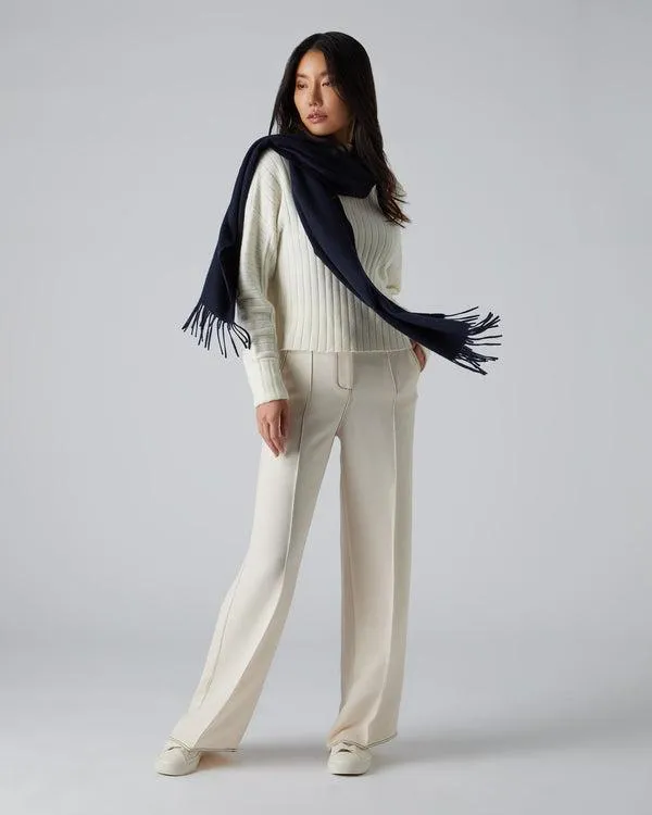 WomenMen Unisex Large Woven Cashmere ScarfIn Navy Blue Navy Blue NPeal Cashmere Scarves