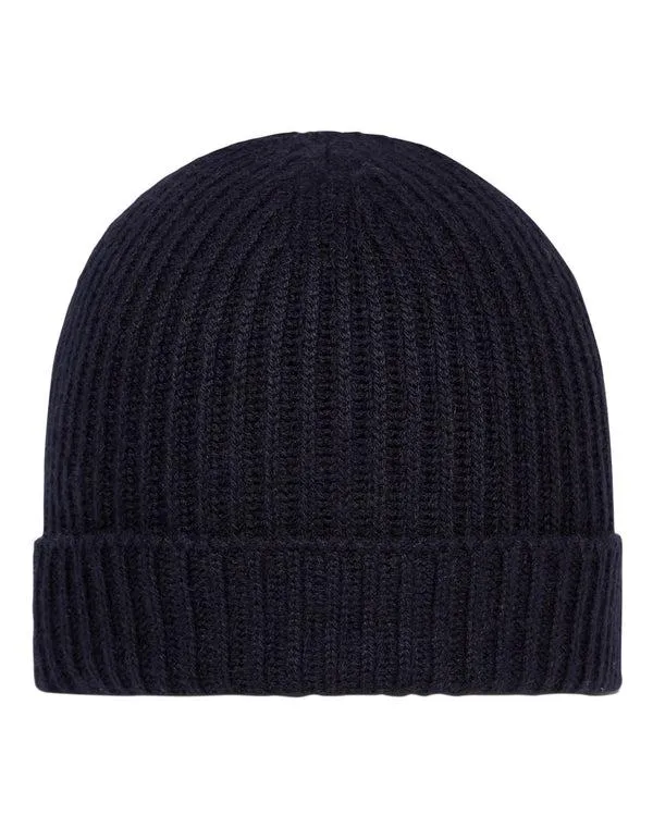 WomenMen Unisex Ribbed Cashmere HatIn Navy Blue Navy Blue NPeal Hats