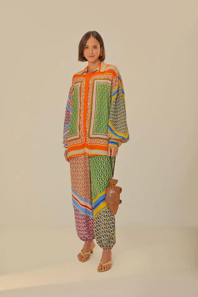 Women Mixed Cashew Scarf Pants Cashew Scarf Mix FARM Rio Pants