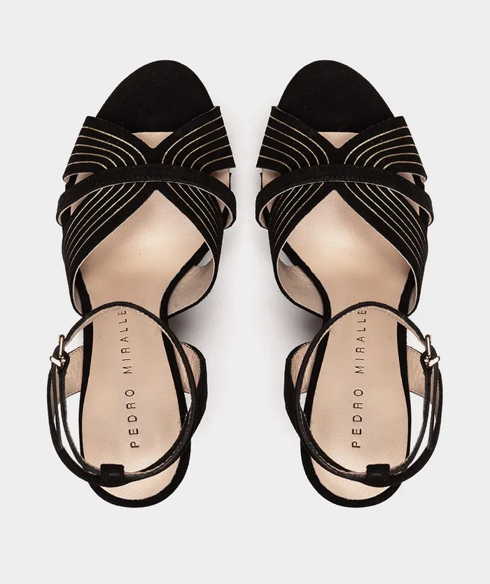 Women Montefioralle Black 8211 Heeled Sandals Pedro Miralles