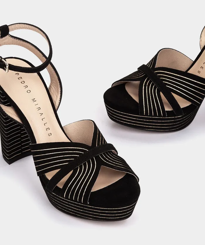 Women Montefioralle Black 8211 Heeled Sandals Pedro Miralles