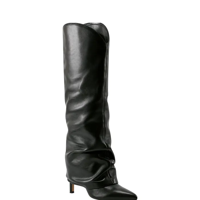 Women Nairine Foldover Dress Boot Black Leather Marc Fisher Boots