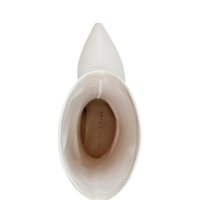 Women Nairine Foldover Dress Boot White Leather Marc Fisher Boots and Booties