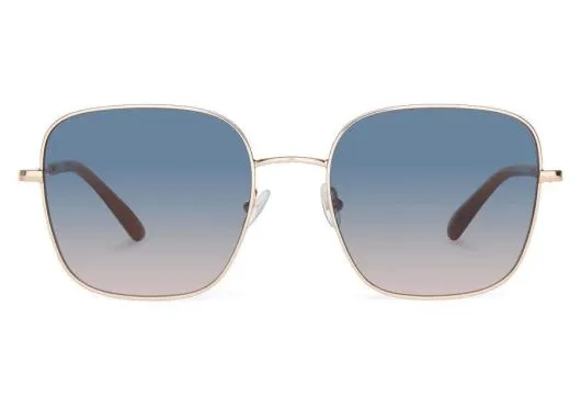 Women Nova Shiny Rose Gold Aqua Blush Gradient TOMS Sunglasses