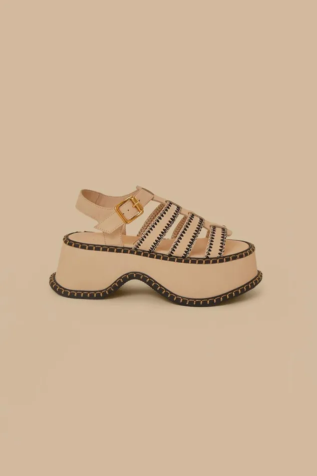Women OffWhite Artisanal Fisherman Platform Sandal Offwhite FARM Rio Sandals