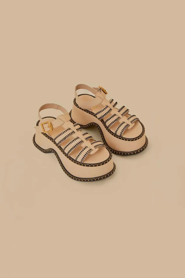 Women OffWhite Artisanal Fisherman Platform Sandal Offwhite FARM Rio Sandals