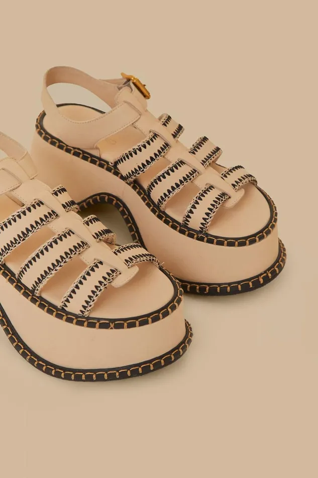 Women OffWhite Artisanal Fisherman Platform Sandal Offwhite FARM Rio Sandals