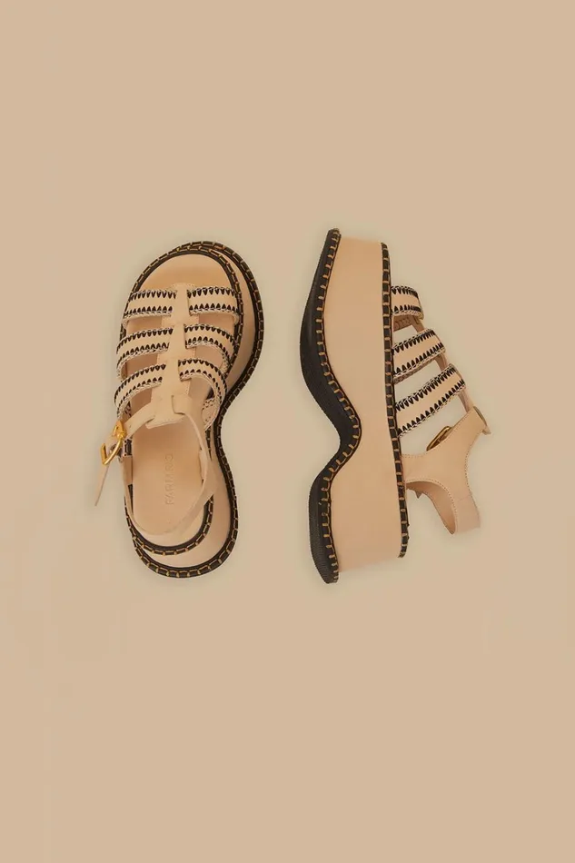 Women OffWhite Artisanal Fisherman Platform Sandal Offwhite FARM Rio Sandals