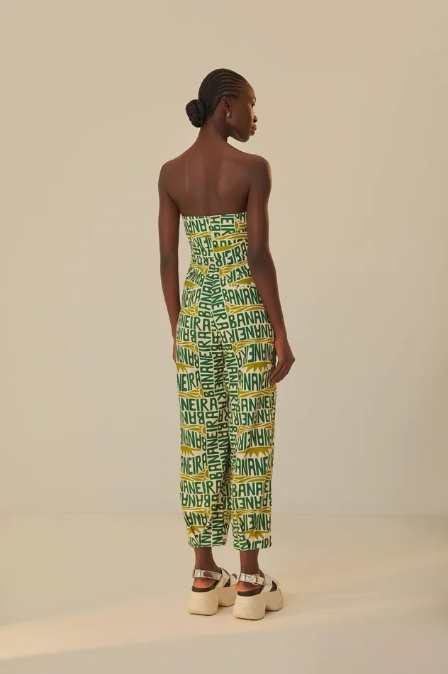 Women OffWhite Banana Typography Strapless Jumpsuit Banana Typography Offwhite FARM Rio Jumpsuits
