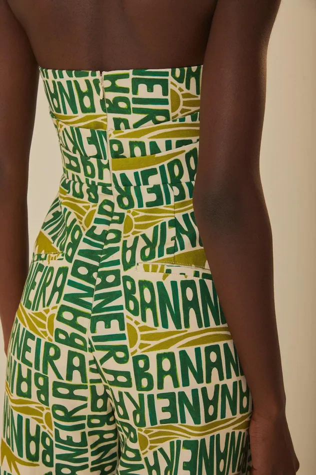 Women OffWhite Banana Typography Strapless Jumpsuit Banana Typography Offwhite FARM Rio Jumpsuits