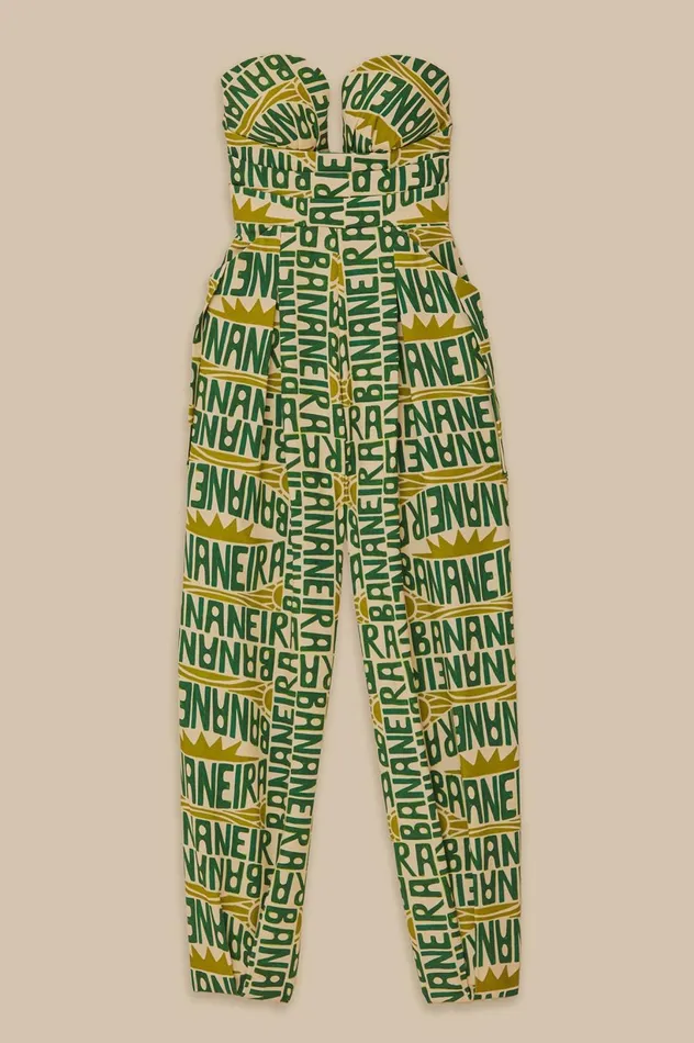 Women OffWhite Banana Typography Strapless Jumpsuit Banana Typography Offwhite FARM Rio Jumpsuits