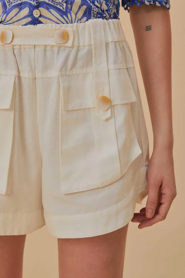 Women OffWhite Cargo Pockets Shorts Offwhite FARM Rio Shorts